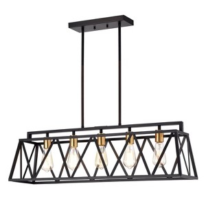 Chloe Lighting Ironclad Industrial 5 Light Textured Black Island Pendant Ceiling Fixture 35" Wide - 1 of 4