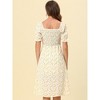 Allegra K Women's Cottagecore Floral Square Neck Puff Sleeves Summer Midi Smocked Dress - 4 of 4