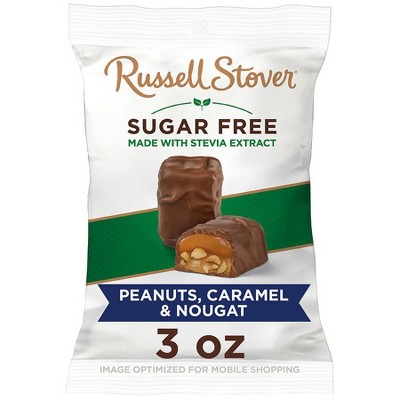Russell Stover Sugar Free Peanut, Caramel & Nougat Covered in Chocolate Candy 3.0 OZ
