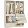 Besiost Set of 2 Freestanding Closet System with 4 Drawers, Walk-In Wardrobe Organizer with Hanging Rod, Beige Oak - 2 of 4