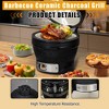Charcoal Grill & Smoker, 13'' Portable Ceramic Grill with 10.6'' Stainless Steel Grate – Cast Iron Parts Heat Deflector Ash Tool - 3 of 4