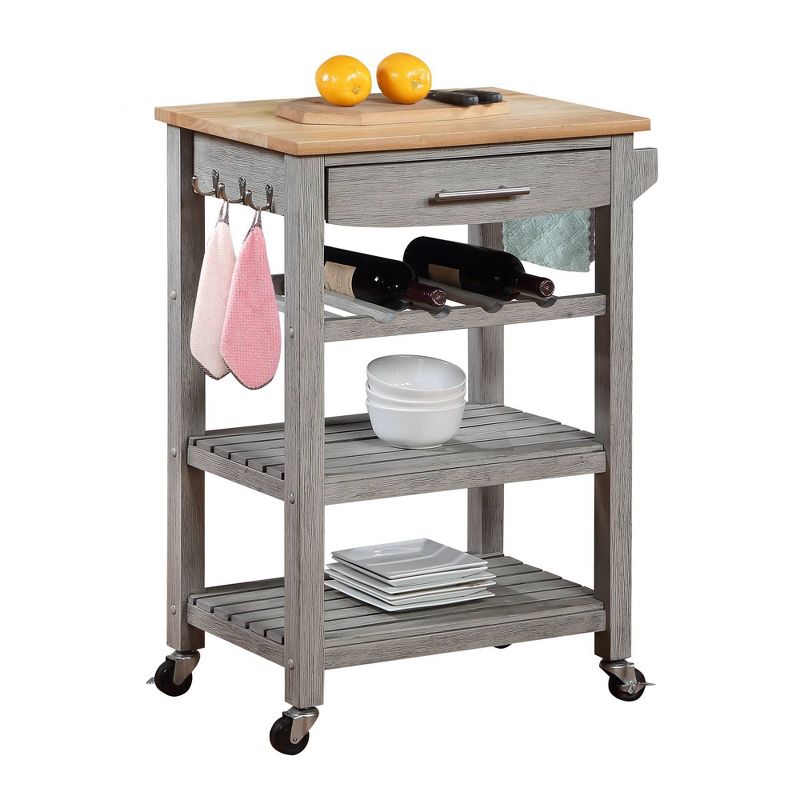 Ellaine 4 Tier Butcher Block Kitchen Cart with Drawer and Wine Rack -  Breighton Home, 3 of 11