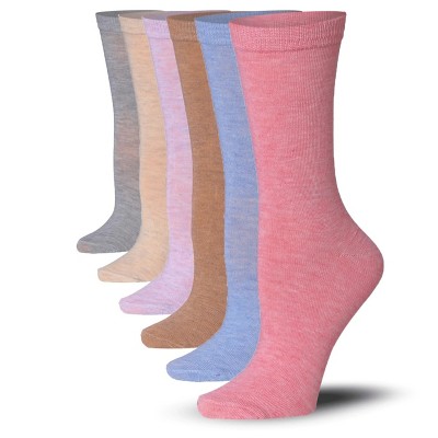 Women's 6 Pack Colorful Neutral Pastels Lightweight Crew Socks