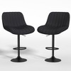 Modern Bar Stools Set of 2, Faux Leather Upholstered Swivel Counter Stools with Back, Adjustable from 21.2” to 29.6" for Kitchen Island, Bar - 3 of 4