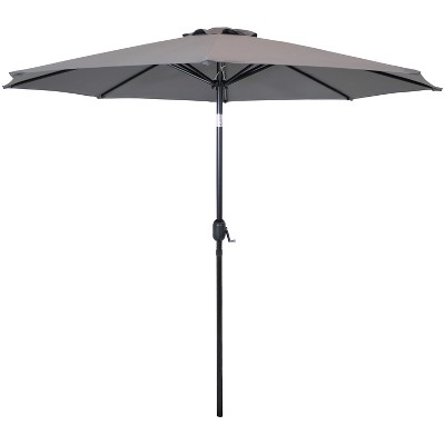 Sunnydaze Outdoor Aluminum Pool Patio Umbrella with Polyester Canopy, Push Button Tilt and Crank - 9' - Gray