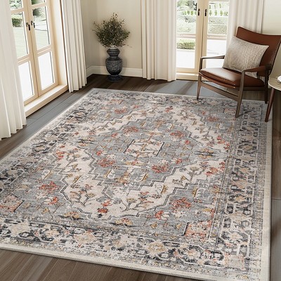ABYNOW 8x10 Machine Washable Area Rug – Modern Abstract Soft Low-Pile Carpet with Non-Slip Backing for Living Room & Bedroom