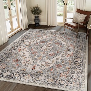 ABYNOW 8x10 Machine Washable Area Rug – Modern Abstract Soft Low-Pile Carpet with Non-Slip Backing for Living Room & Bedroom - 1 of 4