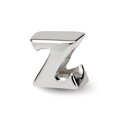 Black Bow Jewelry Sterling Silver Letter Z Polished Bead Charm, 10mm