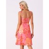 Allegra K Women's Summer Spaghetti Strap Smocked Floral A-Line Sundresses - 4 of 4