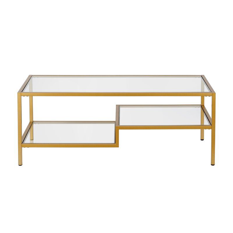  Metal Ada Double Shelf Coffee Table in Gold - Henn&Hart, 1 of 11