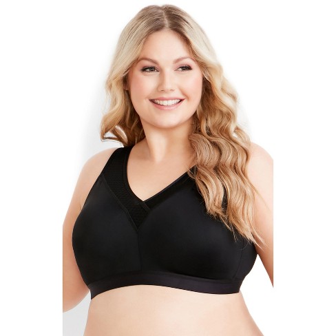 Agnes Orinda Women's Plus Size Full Coverage Soft Cup Back Close Lace  Wirefree Bralettes Black 42d : Target