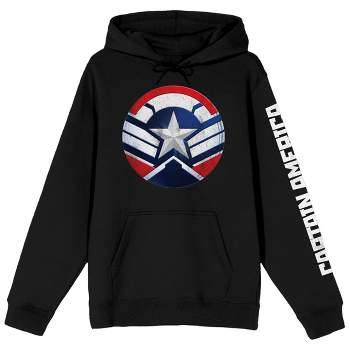 Marvel Universe Captain America New Shield Long Sleeve Black Adult Hooded Sweatshirt-XXL
