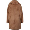Coolmee Women's Long Cardigans Lapel Collar Open Front Fuzzy Fleece Coats Faux Fur Solid Loose Fit Warm Winter Outwear Jackets M Coffee - 4 of 4