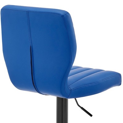 Contempo Chic 17" Blue Faux Leather & Metal Swivel Adjustable Barstool