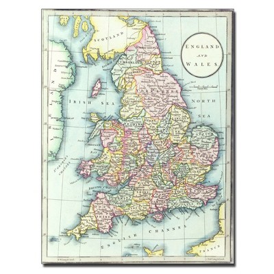 Trademark Fine Art -R.H. Laurie 'Map of England & Wales 1852' Canvas Art