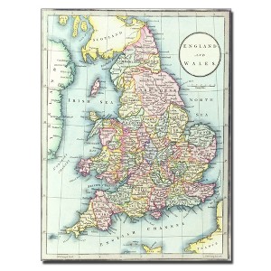 Trademark Fine Art -R.H. Laurie 'Map of England & Wales 1852' Canvas Art - 1 of 2