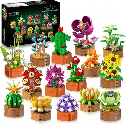Cubimana 15 Pack Flowers Plants Succulents Botanical Collection Building Sets 1314PCS