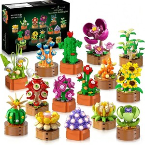 Cubimana 15 Pack Flowers Plants Succulents Botanical Collection Building Sets 1314PCS - 1 of 4