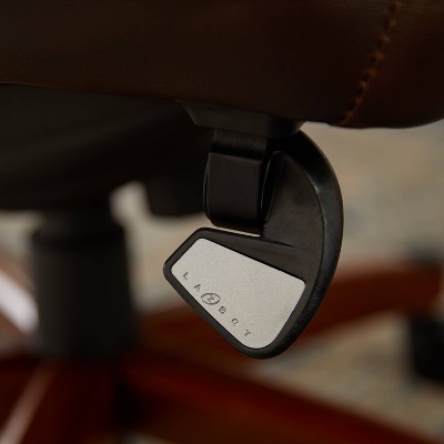 Brown Leather High Back Executive Swivel Chair with Fixed Arms