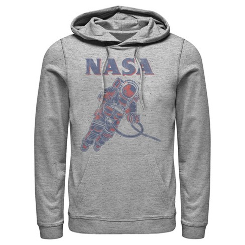 Men s NASA Neon Astronaut Cowboy In Space Pull Over Hoodie Athletic Heather 3X Large