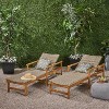 Hampton 2Pk Acacia Chaise Lounge: Weather-Resistant, Adjustable - Christopher Knight Home - 2 of 4