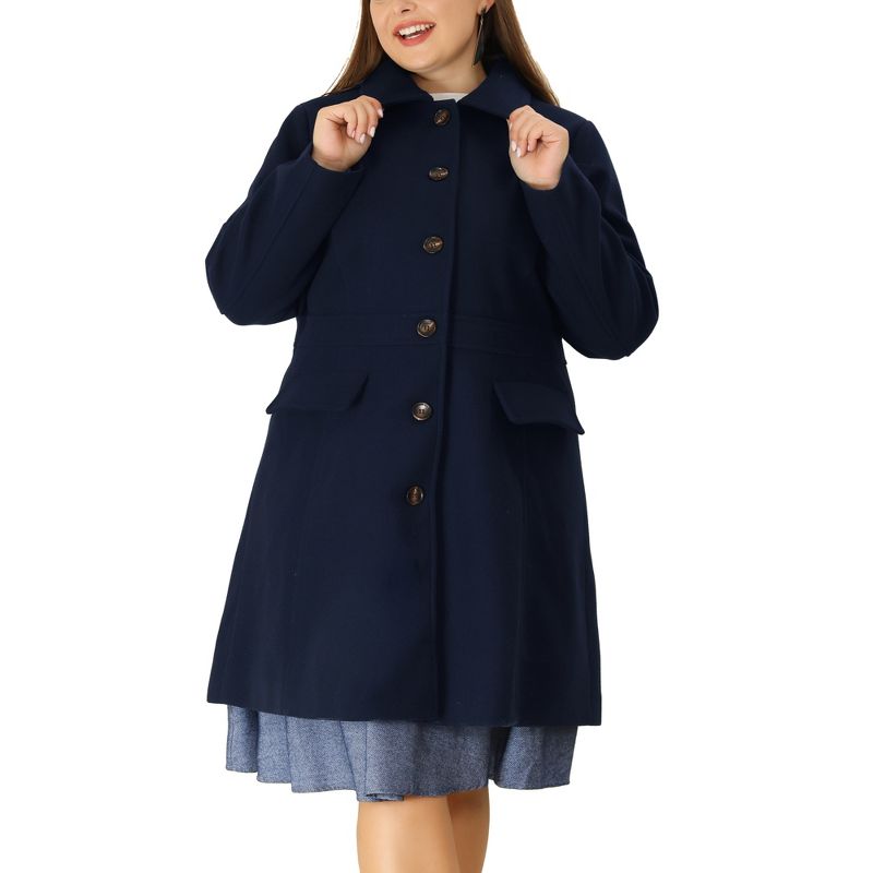 Agnes Orinda Women's Plus Size Winter Outerwear Single Breasted Long Overcoats, 2 of 6