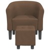 VidaXL Tub Chair with Footstool Brown Fabric - 3 of 4