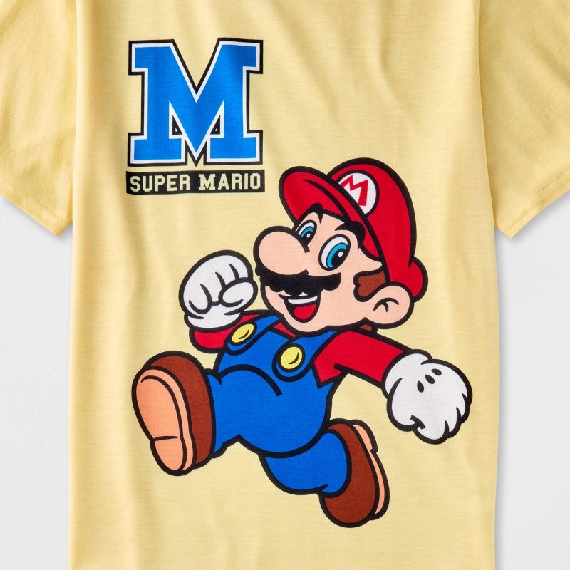 Boys&#39; Super Mario 2pc Short Sleeve Pajama Set - Light Yellow/Blue, 3 of 4