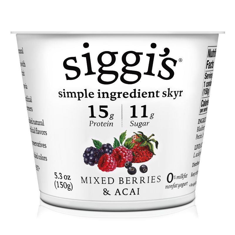 Siggi&#39;s Nonfat Acai &#38; Mixed Berries Icelandic-Style Skyr Yogurt - 5.3oz, 1 of 9