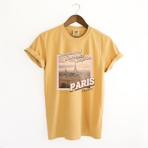 Simply Sage Market Women's Dreaming Of Paris Short Sleeve Garment Dyed Tee - 1 of 3