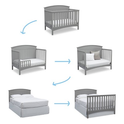 Gray Solid Wood Convertible Crib with Mattress