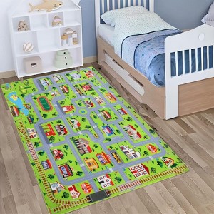 Kids Playmat City Life Carpet, Educational Street Rug for Kids Play with Cars and Toys, Thick Soft Area Rug City Traffic Play Mat for Bedroom - 1 of 4