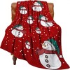 Lomsoe Red & White Snowman Flannel Blanket, Car Themed Room Decor, Christmas Throw Blanket For Couch, Christmas Decorations. - 3 of 4
