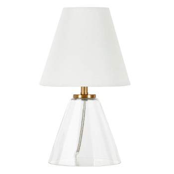 Hampton & Thyme 13.62" Tall Mini Lamp with Fabric Shade Clear Glass/White