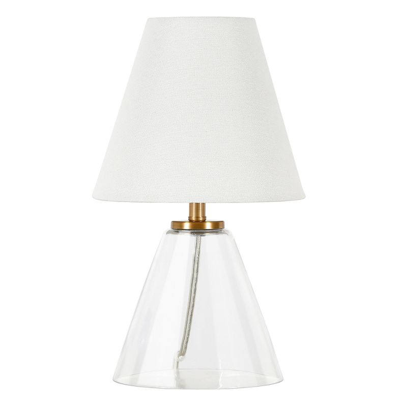Hampton &#38; Thyme 13.62&#34; Tall Mini Lamp with Fabric Shade Clear Glass/White, 1 of 10