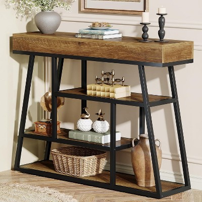 Tribesigns 41.3" Console Entryway Table, Industrial Narrow Sofa Table with 4 Tiers Storage Shelves for Hallway, Foyer, Living Room