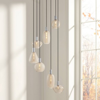 Modern Chrome and Glass 6-Light Pendant Chandelier