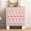 NicBex 18.1 inch Nightstand with 2 Drawers,Modern Side Table with Crystal Handle and Button-Tufted,Bedside Table for Bedroom,Living Room,Beige/Pink - 2 of 4