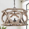 LNC Quaint 3-Light 15.5" Farmhouse Lantern Small Chandelier, Antique Bronze and Distressed White Wood - 2 of 4