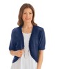 Collections Etc Open-Front Stitched Short Sleeve Shrug, Lightweight Layer Piece with Scalloped Trim - 2 of 3