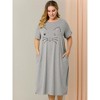 Agnes Orinda Women's Plus Size Cute Cat Print Short Sleeve with Pockets Nightgowns - 2 of 4