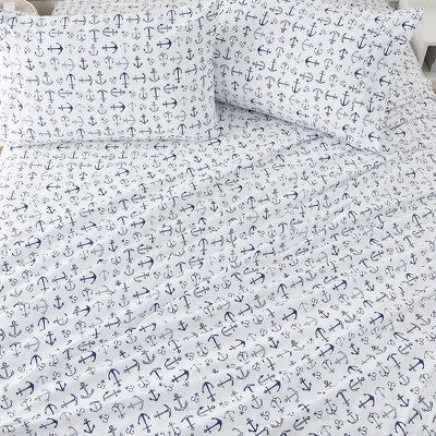 Anchor Coastal 4-Pc. Printed fashion Queen Sheet Set Bedding