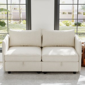 2-Seater Loveseat Sofa, Mid Century Modern with Storage, Compact Couch for Living Room - 1 of 4