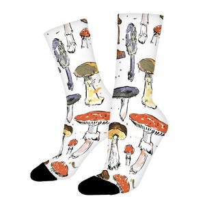 Watercolor Mushroom Women Printed Crew Socks Funny Funky Socks Soft Polyester Novelty Gifts for Artists Men - 1 of 1