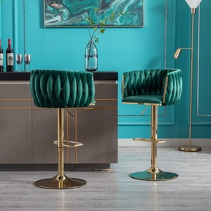 NicBex Bar Stools Set of 2,Adjustable Height Swivel Counter Stools with Chrome Footrest,Kitchen Island Stools with Gold Metal Base for Home,Bar - 1 of 4
