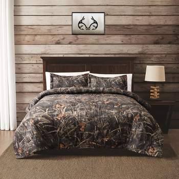 Realtree Max 4 Camo Queen Comforter Set Polycotton Rustic Farmhouse Bedding – Hunting Cabin Lodge Bed Set Prefect for Camouflage Bedroom