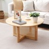 VEVOR Rattan Coffee Table, Round Rattan Woven Wood Coffee Table with Rubber Wood Top, 33 in Modern Boho Circular Storage Coffee Table - 2 of 4