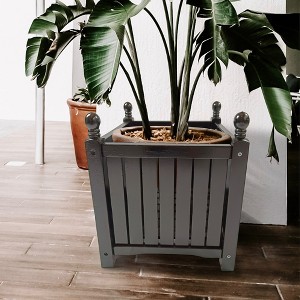 Wood Outdoor Square Wooden Flower and Herb Pot for Garden, Porch and Patio - Outside Plant and Vegetable Container ,Planter ,Black - 1 of 1