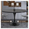 LeisureMod Verve Modern 48" Round Dining Table with Sintered Stone Tabletop in Black Stainless Steel Pedestal Base - 3 of 4