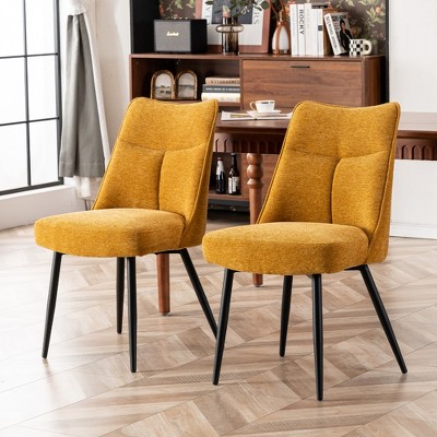 YOUNIKE Mid Century Modern Dining Chairs Set of 2 Fabric Kitchen & Dining Room Chairs Armless Side Chair Living Room Chairs with Back 15.75" H